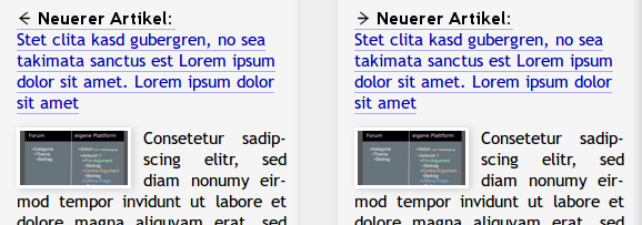 Ankündigung von Neuem einmal mit Pfeil nach links und einmal mit Pfeil nach rechts.