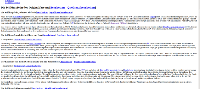 Wikipedia-Artikel ohne CSS