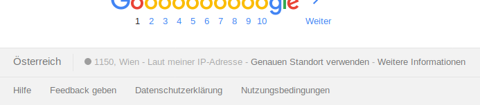 Standort-Angabe am Ende der Google-Suche.