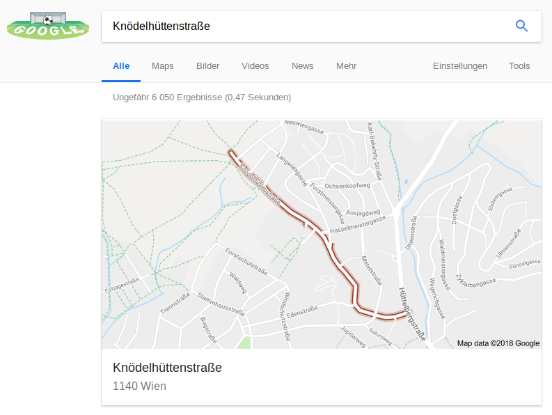 Google-Suche nach Knödelhüttenstraße.