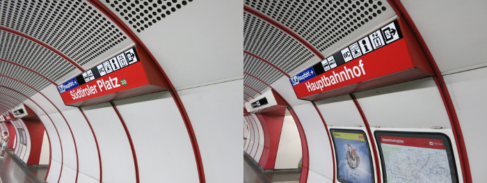 Stationsschilder in der U-Bahn: »Südtiroler Platz« und »Hauptbahnhof«