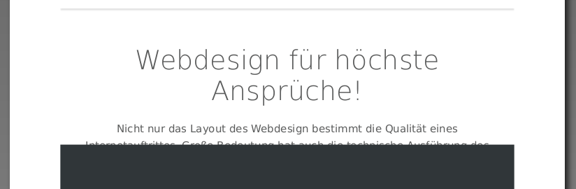 Text über Webdesign für höchste Ansprüche, der wegen einer Fehldarstellung nicht zu Ende gelesen werden kann.