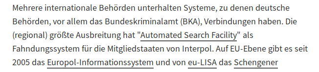 Textabsatz mit unterstrichenen, schwarzen Links.