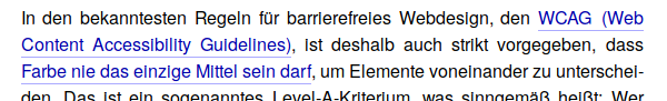Text mit blauen, dünn unterstrichenen Links.