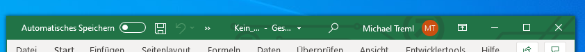 Titelleiste von Microsoft Excel.